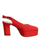 Red Platform Slingback Heels Sandals Shoes