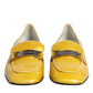 Yellow Leather Logo Plaque Slip On Mocassin Shoes