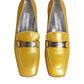 Yellow Leather Logo Plaque Slip On Mocassin Shoes