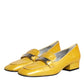 Yellow Leather Logo Plaque Slip On Mocassin Shoes