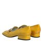 Yellow Leather Logo Plaque Slip On Mocassin Shoes