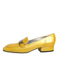 Yellow Leather Logo Plaque Slip On Mocassin Shoes