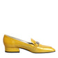 Yellow Leather Logo Plaque Slip On Mocassin Shoes