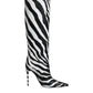 Black White Zebra Heels High Boots Shoes