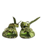 Green Animal Print Ankle Wrap Sandals Shoes