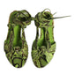 Green Animal Print Ankle Wrap Sandals Shoes