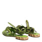 Green Animal Print Ankle Wrap Sandals Shoes