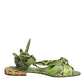 Green Animal Print Ankle Wrap Sandals Shoes