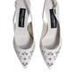 White Leather Stiletto Heels Slingback Shoes