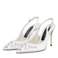 White Leather Stiletto Heels Slingback Shoes