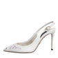 White Leather Stiletto Heels Slingback Shoes