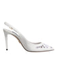 White Leather Stiletto Heels Slingback Shoes