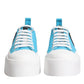 Blue White Canvas Logo Low Top Sneakers Shoes