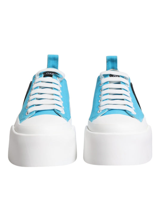 Blue White Canvas Logo Low Top Sneakers Shoes