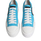 Blue White Canvas Logo Low Top Sneakers Shoes