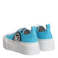 Blue White Canvas Logo Low Top Sneakers Shoes