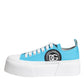 Blue White Canvas Logo Low Top Sneakers Shoes