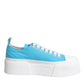 Blue White Canvas Logo Low Top Sneakers Shoes