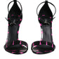 Black Fuchsia Leather DG Heels Sandals Shoes