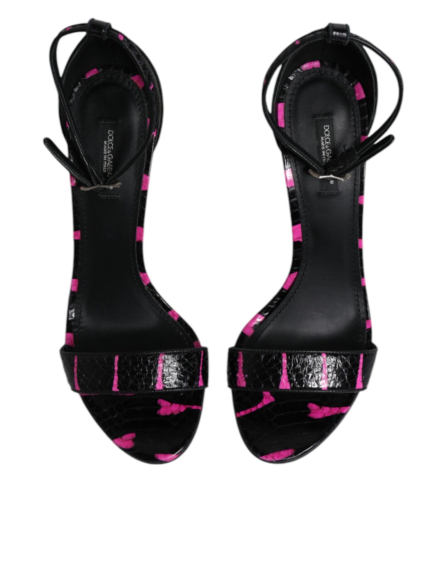 Black Fuchsia Leather DG Heels Sandals Shoes