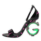 Black Fuchsia Leather DG Heels Sandals Shoes