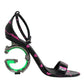 Black Fuchsia Leather DG Heels Sandals Shoes