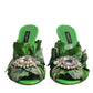 Green Crystal Slides KEIRA Sandal Shoes