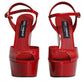 Red Patent Leather Wedges Heels Sandals Shoes