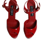 Red Patent Leather Wedges Heels Sandals Shoes