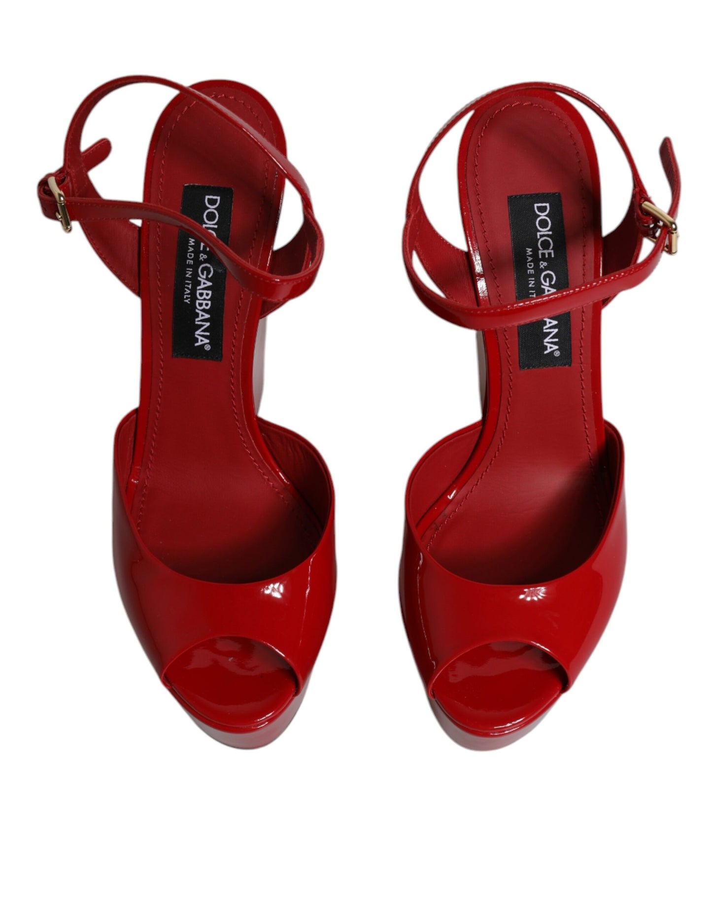 Red Patent Leather Wedges Heels Sandals Shoes