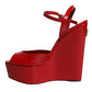 Red Patent Leather Wedges Heels Sandals Shoes