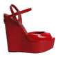 Red Patent Leather Wedges Heels Sandals Shoes