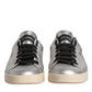 Silver Calf Leather Portofino Sneakers Shoes