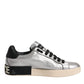 Silver Calf Leather Portofino Sneakers Shoes