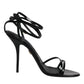 Black KEIRA Heels Ankle Strap Sandals Shoes