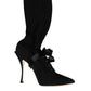 Black Stiletto Heels Mid Calf Boots Shoes