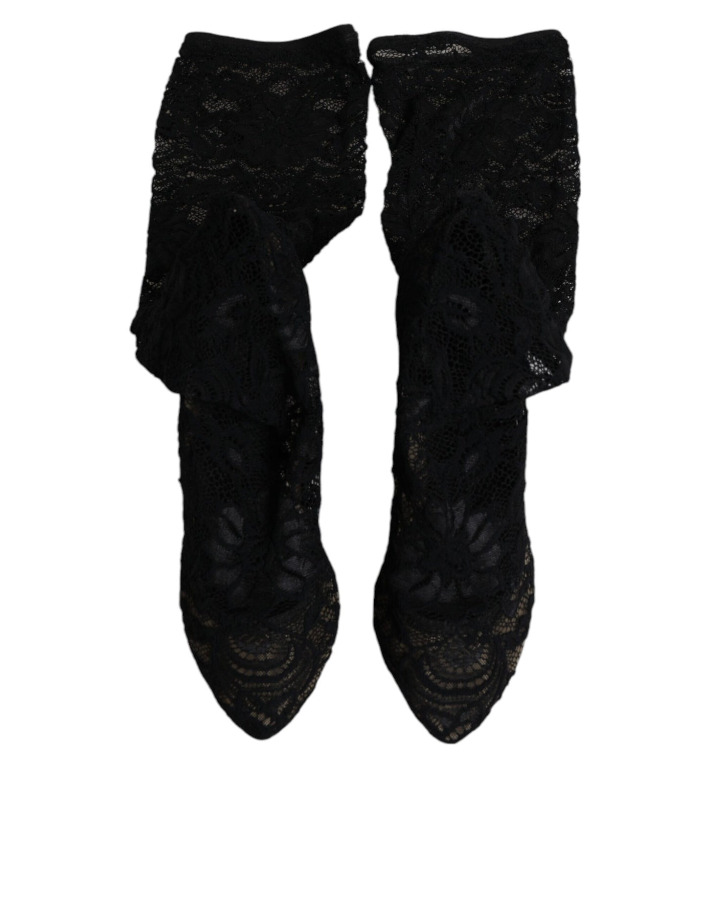 Black Stretch Socks Taormina Lace Boots Shoes