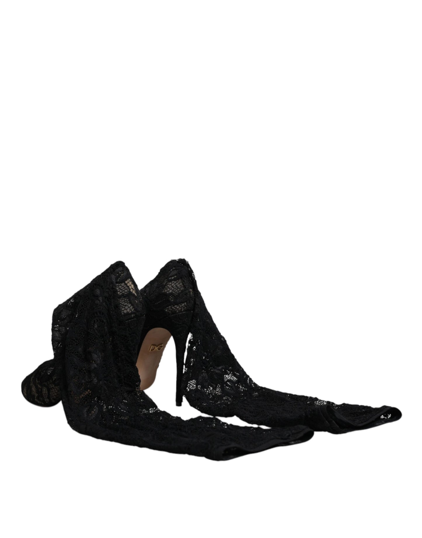 Black Stretch Socks Taormina Lace Boots Shoes