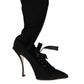 Black Stiletto Heels Mid Calf Boots Shoes