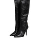 Black Leather Heels Knee High Boots Shoes