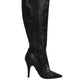 Black Leather Heels Knee High Boots Shoes