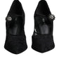 Black Lace Crystals Mary Jane Pumps Shoes