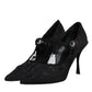 Black Lace Crystals Mary Jane Pumps Shoes