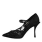 Black Lace Crystals Mary Jane Pumps Shoes