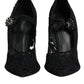 Black Lace Crystals Mary Jane Pumps Shoes