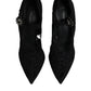 Black Lace Crystals Mary Jane Pumps Shoes