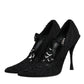 Black Lace Crystals Mary Jane Pumps Shoes