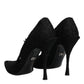 Black Lace Crystals Mary Jane Pumps Shoes