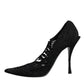 Black Lace Crystals Mary Jane Pumps Shoes