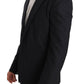 Elegant Slim Fit Striped Wool Silk Blazer